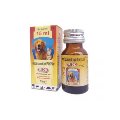 RIDD 15ml, Amitraz 15ml bottle, for Tick control and Mange skin disease in dogs, from PetCare