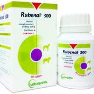 RUBENAL 300 TAB 60 IN  for Kidney failure patients and Kidney support, Kidney stones, Acute Kidney damage and Chronic Kidney Injuries in dogs and cats by Vetoquinol.