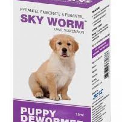 SKYWORM Suspension 15 ml Dewormer Syrup for Puppies.  Pyrantel+Febantel combination Dewormer for Pets by SKYEC PHARMA