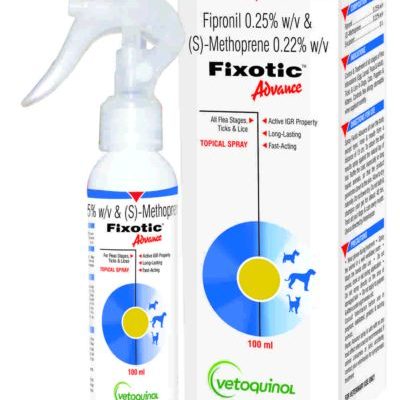 FIXOTIC ADVANCE 100 ML Spray for Ticks and Fleas for dogs and Cats Fipronil Spray for Dogs and Cats by Vetoquinol